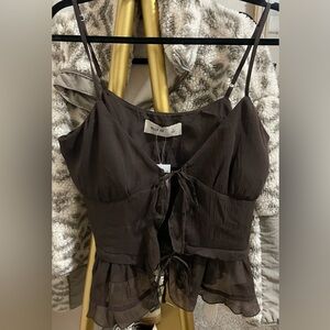 Hollister Espresso Camisole with Ruffle Accents